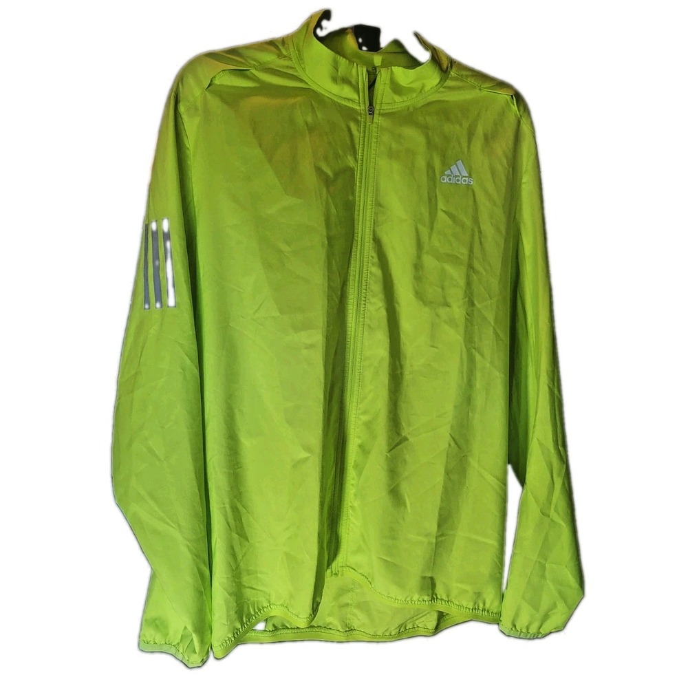 Adidas Climaproof Wind Resistant Reflective Running Jacket Neon Yellow Sz Small